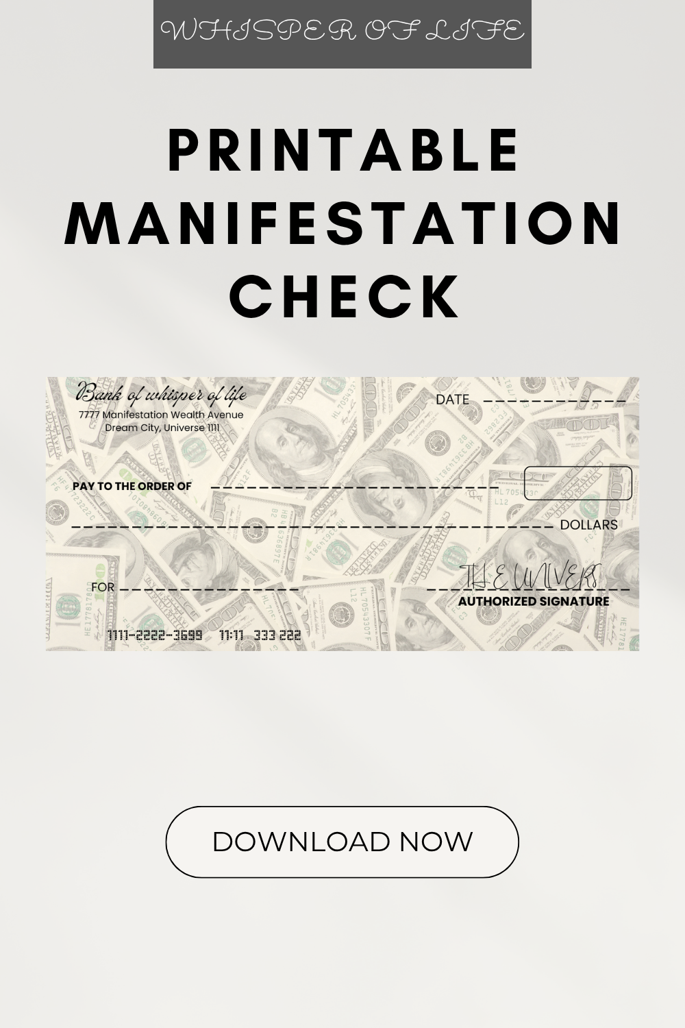 Manifest Abundance with Your Personalized “Check from the Universe”
